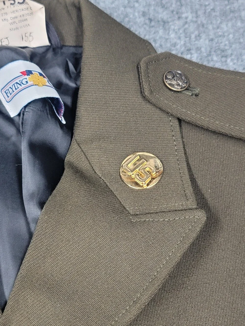Flying Cross Army AGSU Service Coat 40R-A Army Dress Coat With Patches & Pins